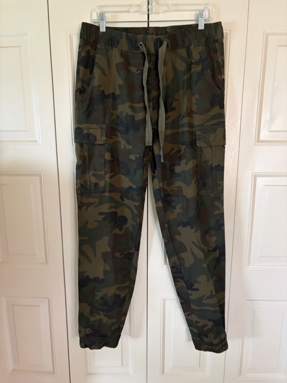 Galaxy Men's Camouflage Cargo Jogger Utility Streetwear Pants - Olive Camo Sz M